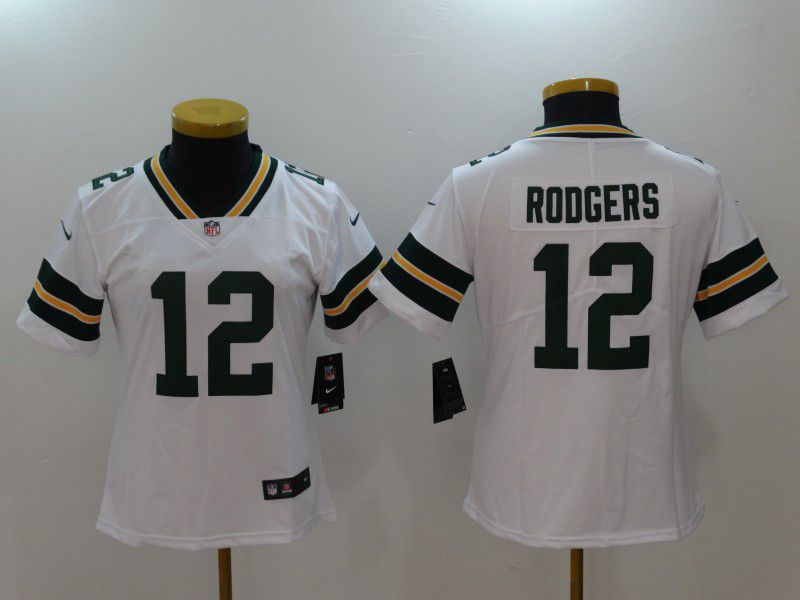Women Green Bay Packers #12 Rodgers white Nike Vapor Untouchable Limited NFL Jerseys->women nfl jersey->Women Jersey